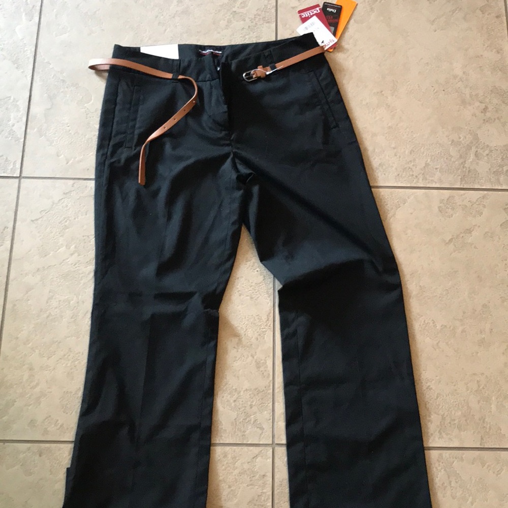 NWT Black belted boot leg slacks